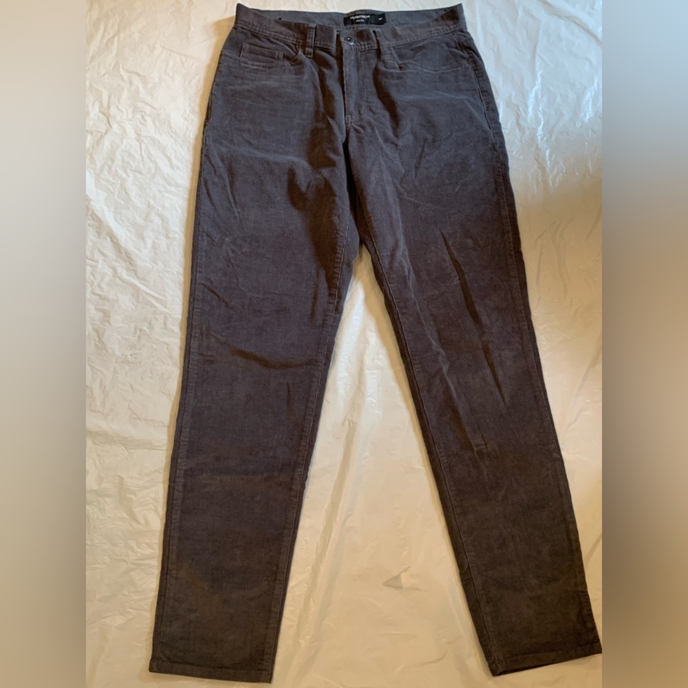 Nordstrom Slim Fit Men's Grey Light Corduroy Flat Front Pants Size 31x33